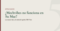 Imagen destacada con fondo color piedra suave y una barra burdeos a la izquierda: el texto dice "¿Mechvibes no funciona en Su Mac?", con el subtítulo "La causa real, y la solución gratis: 5fifi Flow".